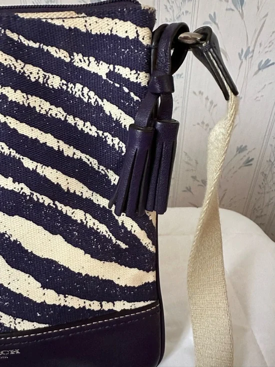 Coach Purple and Cream Zebra-Print Crossbody - Picture 3 of 12